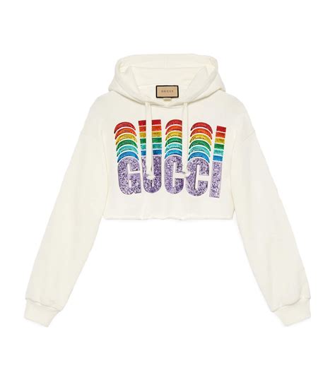 white gucci crop top hoodie|Women's Designer Luxury Sweatshirts .